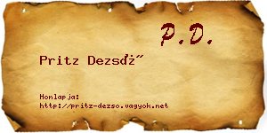 Pritz Dezső névjegykártya